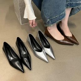 Dress Shoes Bailamos Low Heel Office Ladies Pumps Shallow Female Fashion Pointed Toe Luxury Women Heels Casual Slides Footwear M