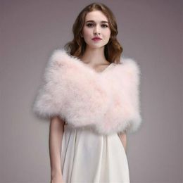 Scarves IANLAN Casual Solid Ostrich Feather Shawl Wrap For Women Bride Wedding Stole Ladies Real Turkey Fur IL00035253f