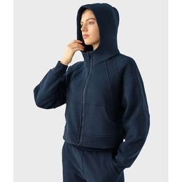 Lu Lu Coat Hoody Align Women's jacket sportswear Women's gym training and exercise with velvet women's jacket Winter outdoor jogging sports jacket