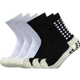 6 PairsLot Men Women Football Socks Cotton Square Silicone Suction Cup Anti Slip Soccer Sports Sport Baseball Rugby 231225