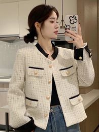 Womens Jackets Autumn Winter Tweed Jacket Women Ladies Elegant Office Sweet Casual Loose Coat Cardigan Female Tops Outerwear Street Clothes 231214