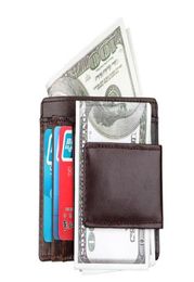 Retro Men's Money Clips Mulunctional Cowhide leather Solid doller Clip ID -card holder small Male Wallet4572866