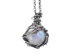 Pendant Necklaces Vintage Moonstone Necklace High Quality Brand Designed Women Lady Girls Jewelry Wedding Birthday Gift8152609