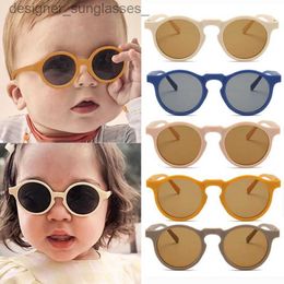 Sunglasses New Children Vintage Frosted Round Outdoor Sun Protection Sunglasses Baby Girls Acrylic UV400 Sunglasses Kids Fashion GlassesL231214