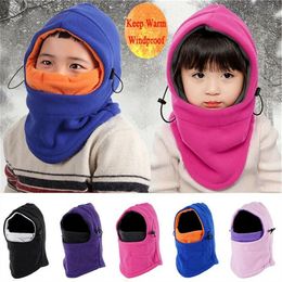 Caps Hats 1pc Thermal Neck Warm Full Face Ski Mask Hood Cap Kids Winter Fleece Balaclava Hat Boys Girls Children 231214