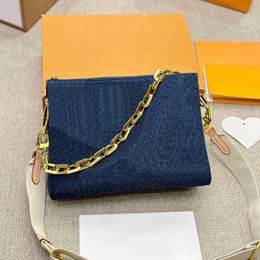 crossbody bag designer bag Women gold chain shoulder bag luxurys bagsladies Fashion Classic Denim handbag with dust bag