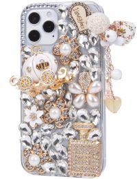 Girls Women 3D Luxury Phone Cases for Iphone 15 14 12 13 11 Pro Max Xr Sparkle Glitter Diamond Crystal Rhinestone Charm Pendant LL