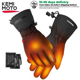 Ski Gloves KEMIMOTO Heated Winter Snowmobile Scooter Moto Skiing Waterproof Touch Screen Rechargeable Battery Hunting Fishing 231213