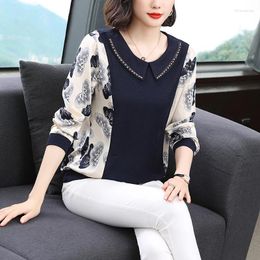 Women's T Shirts 2023 Middle-aged Mom Wear Spring And Autumn Knit Sweater Long Sleeve T-shirt Base Shirt Top T829