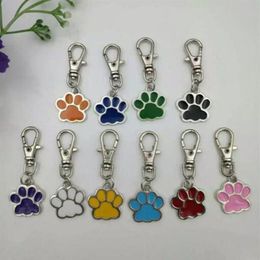 Mixed Colour Enamel Cat Dog Bear Paw Prints Rotating Lobster Clasp Key Chain Keyrings For Keychain Bag Jewellery Making246n