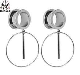 KUBOOZ Ear Piercing Gauges Stainless Steel Dangle Plugs Tunnels Body Jewellery Expander Stretcher Fashion Earrings Jewellery 2PCS1210451