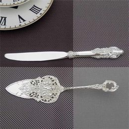 9 25'' Silver Wedding Cake Serve Set Small Shovel LNIFE Baroque Party Decorating Birthday Silverware Christmas Gift 2110236k