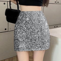 Skirts Women's Sequin Slim Fit Skirt Sparkle High Waist Stretchy Bodycon Mini Party Prom Nightclub Carnival Apparel