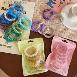 Headwear Hair Accessories 6Pcs/set Can Colour Elastic Hair Bands Korean Accessories for Girls Hair Ties Frosted Spiral Cord Rubber Rope Stretch HeadwearL231214