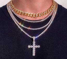 KRKC Custom CZ Tennis Jewellery Choker Set Men Women Rhodium Gold Plated Sier Pave Cubic Zirconia Diamond Tennis Chains Necklace272b6738184