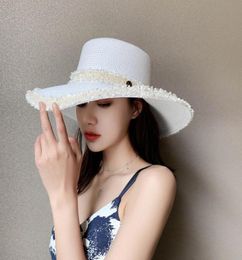 Fashion Summer Letter M Decorate Paper Straw Jazz Hat Outdoor Men Women Wide Brim Sun Hats Breathable Beach Travel Cap8546663