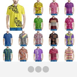 Men's Polos Polynesian Tribal Tongan Totem Tattoo Tonga Prints Polo Shirt Men Summer Short Sleeve Patchwork Male Casual Tops Fashions