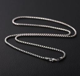 Chains 3mm Wide Box Necklace Pendant Pure 925 Sterling Silver Men Women Chain Statement Jewelry For WomenChains5867391