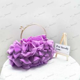 Evening Bags Elegant Satin Floral Bride Party Evening Clutch Bag Women Wedding Purses Handbags Small Shoulder Chain Bag Designer Bag T231214