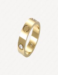 18k Gold Plated Stainless Steel Crystal Woman Love Wedding Rings Men Promise Ring For Female Women Gift Engagement Accessories Wit9895098