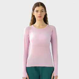 Active Shirts Wyplosz Yoga Tops Workout Comfortable Sexy Breathable Knitting Long Sleeve Tight For Women Crop Seamless Gym Wear Fitness