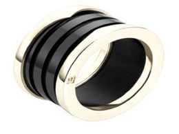 fashion titanium steel love ring silver rose gold ring for lovers white black Ceramic couple ring For gift223v9366199