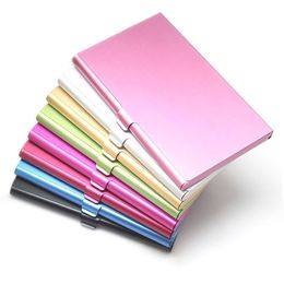 Fashion Business Card Holder Aluminium Alloy Box Card Organiser Women Men Metal Credit Cards Case Thin Purse Wallet