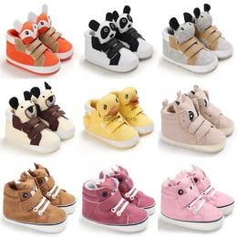 Athletic Outdoor Classic Baby Shoe Boy Girl Baby Cute Animal Face Casual Flat Sneaker First Baby Ankle Boot Cotton Non-slip Warm Walking ShoesL231212