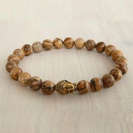 SN0231 Fashion Men's Bracelet Buddha Wrap Bracelet Jasper Beaded Stretch Bracelet Black Onyx bracelet 246t