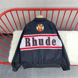 Rhude Men's Jackets Women 1 Top Quality Hip Hop Outerwear Badge Embroidered Lapel Rhude Windbreaker Coats Black Rhude Jacket 5280