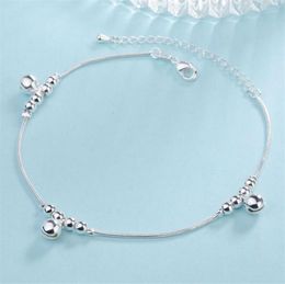 Anklets KOFSAC Summer Glossy Round Beads 925 Sterling Silver Link Chain Anklet For Women Jewelry Ankle Bracelet Girl Gifts7550664