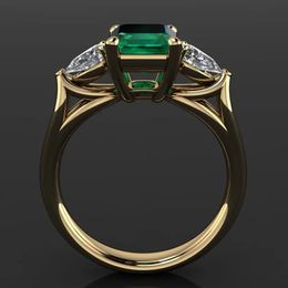 Wedding Rings 14k Gold Jewellery Green Emerald Ring for Women Bague Diamant Bizuteria Anillos De Pure Emerald Gemstone 14k Gold Ring for Females 231214