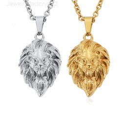 In Stocks-Solid Lion Head Pendant Necklace 18K Real Gold Plated Stainless Steel IP Animal Lion Chain for Men Hot Spot Wholesale