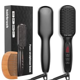 Hair Straighteners Air Comb Straightener Men's Beard Straightener Women's Hair Straightener 3 in 1 Ionic Enhanced Straightening Brush 231213