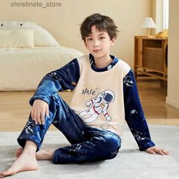 Pyjamas Big Girls Boys Autumn Winter Long Sleeve Warm Flannel Pyjamas Set Cute Animal Children's Sleepwear Set Kids Christmas Pyjamas