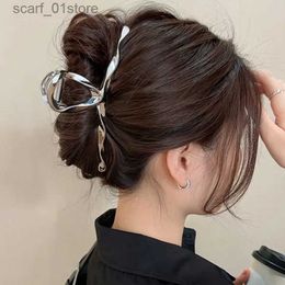 Headwear Hair Accessories Metal Geometric Hair Cl Crab Hairpins Fashion Cross Hair Clips Barrettes Women Girls Korean Ponytail Clip Hair AccessoriesL231214