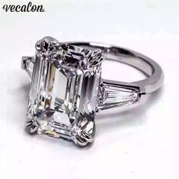 Vecalon Luxury Jewellery 100% Real 925 Sterling Silver ring 4ct 5A Zircon Cz Engagement wedding Band rings for women Bridal bijoux2296