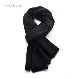 Scarves black wool scarf thin men and women small scarves winter warm knitted short scarf unisex solid Colour 231214