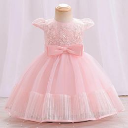 Girl Dresses 0-3T Toddler Baby Embroidered Tutu Ball Gown Red White Mesh Kids Lace Bridesmaid Born Christmas Party Wear