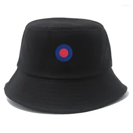 Berets Embroidery Raf Lowvis Army Roundel Cotton Bucket Hat Black White Solid Unisex Fashion Caps Men Women Cap Beach Sun Fisher Hats