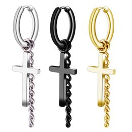 Dangle & Chandelier I-Remiel Anti-allergies Hip-hop Cool Earrings Cross Long Tassel Chain Pendant Round Ear Ring Male Fashion Nigh302x