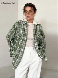 Women's Blouses Shirts Mnealways18 Green Lapel Women Gingham Shirts Pockets Spring 2024 Fashion Long Sleeve Blouses And Tops Street Style Plaid Button YQ231214