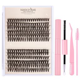 240PCS/280PCS DIY Cluster Lash Kit Segmented Eyelash Extension Individual Lashes Mix Length Soft Natural False Eyelashes Cruelty Free With Eyelash bond and seal