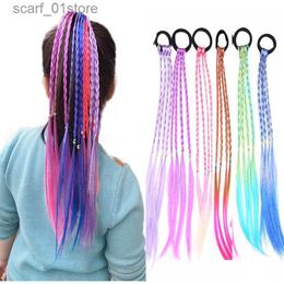 Headwear Hair Accessories New Girls Colourful Wigs Ponytail Headbands Rubber Bands Beauty Hair Bands Headwear Kids Hair Accessories Head Band Hair OrnamentL231214