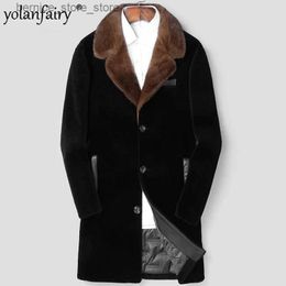 Men's Fur Faux Fur Real Fur Down Coat Men's Winter Jacket Men Mink Suit Collar Medium Long Fur Coats Male Business Casual Mens Fur Jackets FCY5247 Q231212