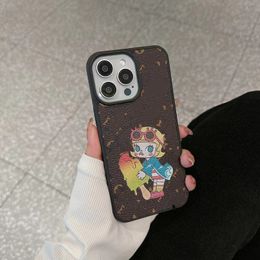 Telefon Kılıfı Tasarımcı İPhone 15 Plus 13 12 14 11 Promax 15Promax Lüks Klasik Mektup Marka Deri Unisex Cartoon Shockproof Case