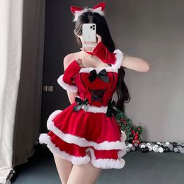 Sexy Set Sexy Cat Girl Cosplay Costume Women Christmas Miss Santa Claus Year Xmas Party Fancy Suit Outfits Sex Maid Roleplay Uniform 231213