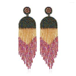 Dangle Earrings Handmade Chic Bohemian Style Jewelry Long Dainty Tassel Boho Fringe Seed Beaded For Women Pendientes Largo