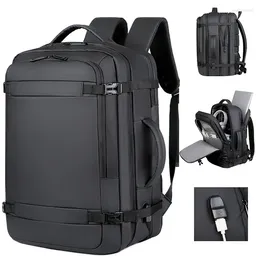 Backpack 40LExpandable USB Travel Flight Approved Carry On Bags For Aeroplanes Water Resistant Durable 17-inch Men