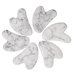 Heart Shaped Jade Guasha Tools Face Massage Natural White Howlite Stone Gua Sha Facial Neck Beauty Acupuncture Scraping Board Health Care